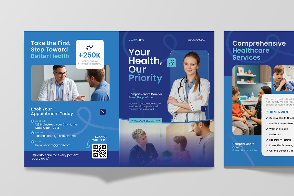 Blue Medical Clinic Bifold Brochure, a Brochure Template by Annora Studio (Photo 5 of 6)