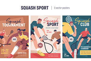 Squash sport flyers, posters set, a Sport Illustration by Good Studio