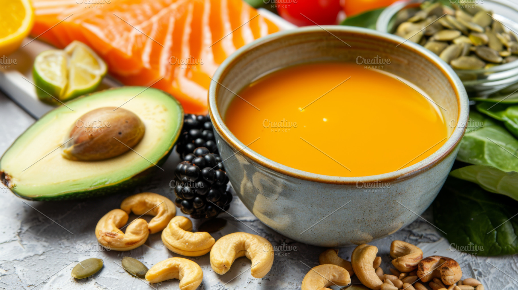 Keto diet bone broth with avocado, l, a Photo by Dvoevnore photos