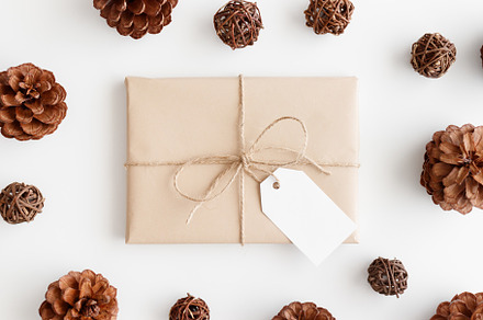 Top view of a kraft gift, JPEG