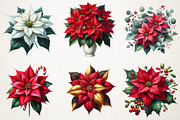 Festive Poinsettia Flower Clipart Bu, an Illustration by RobertsArt (Thumbnail 3 of 7)
