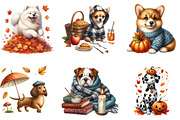 Watercolor Autumn Dog Clipart, a Seasonal Illustration by DreamArtGraphic (Thumbnail 3 of 4)