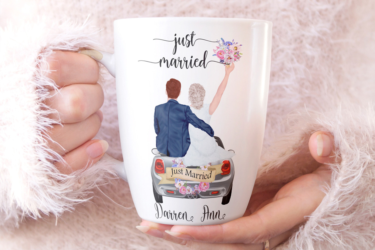 Bride and Groom clipart Wedding car, an Illustration by LeCoqDesign