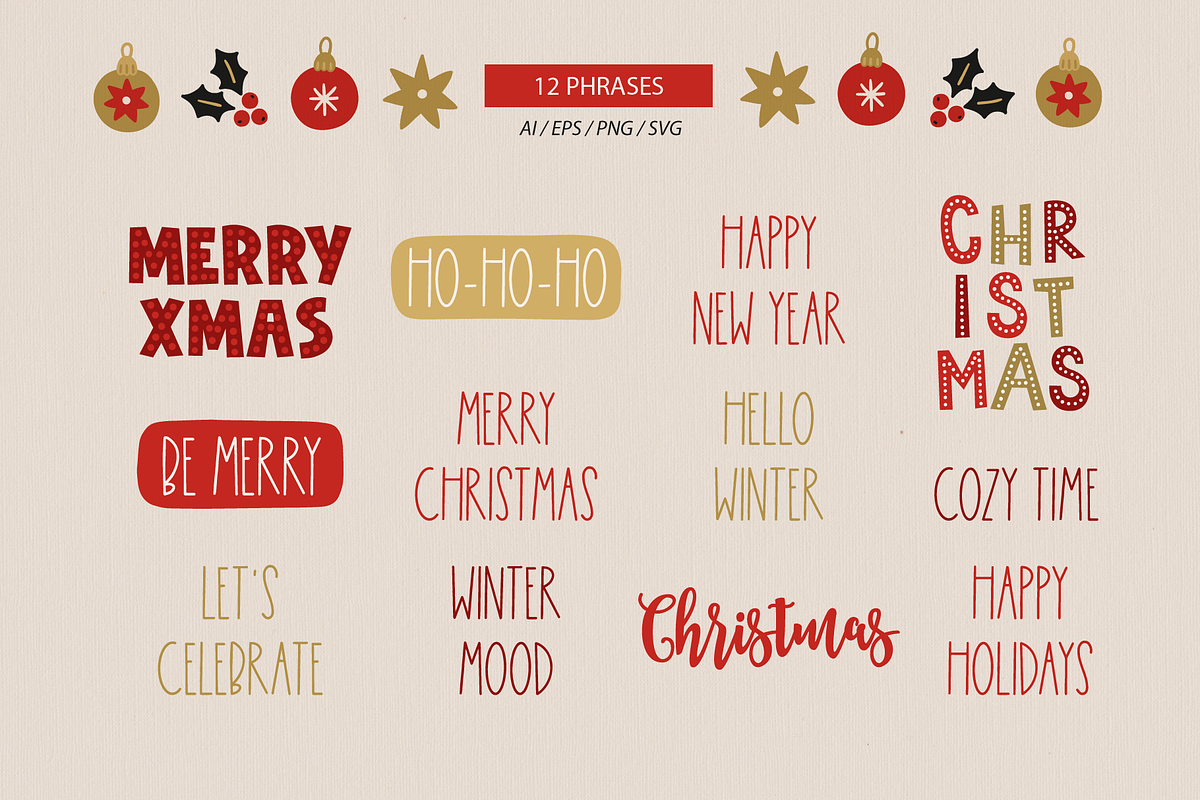 Christmas Party Kit, a Seasonal Illustration by miumiu (Photo 6 of 15)