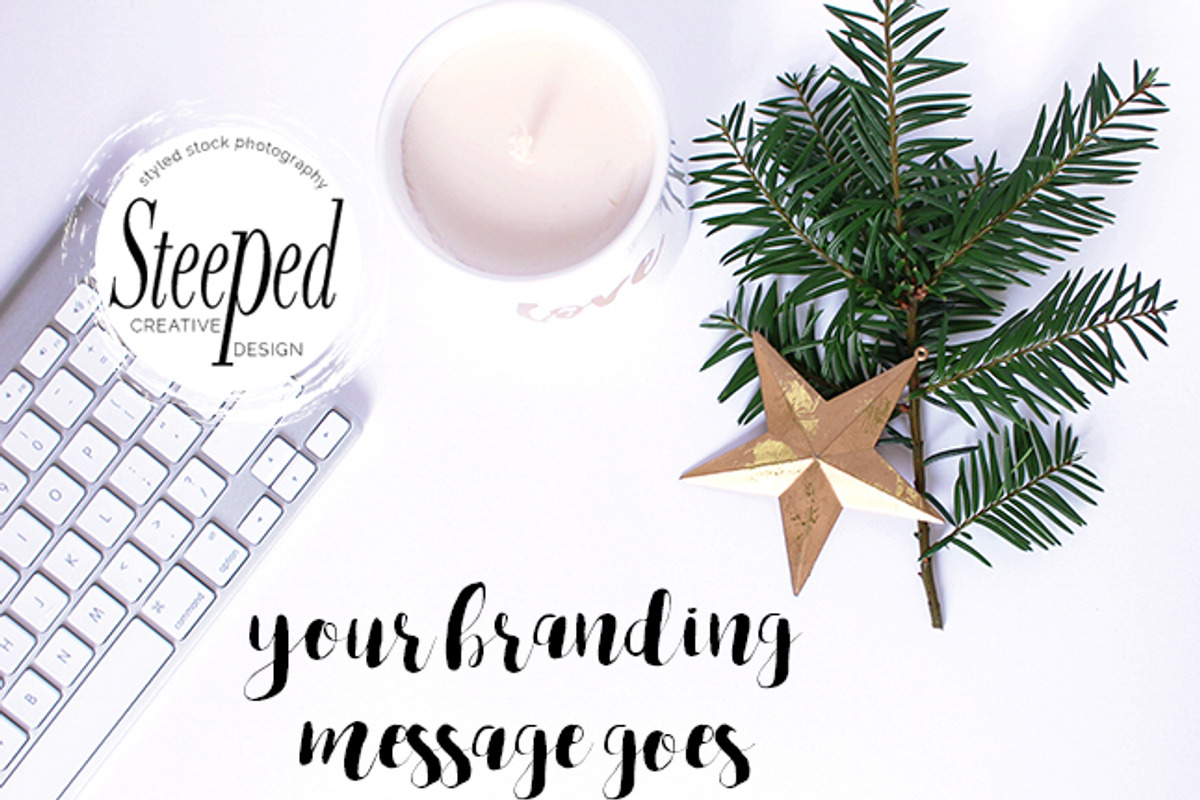 Festive desktop: keyboard, gold star, a Social Media Template by life i design by Nicki (Photo 1 of 2)