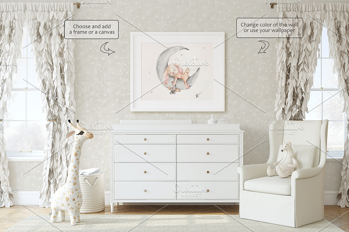 ROSIE'S NURSERY Wall&Frame Mockups, a Poster Template by MyHomeMockups (Photo 4 of 11)
