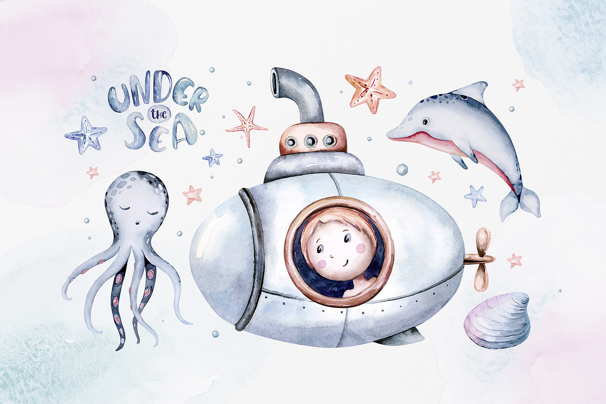 Under the sea watercolor set Part II, an Animal Illustration by Peace ART (Photo 3 of 22)