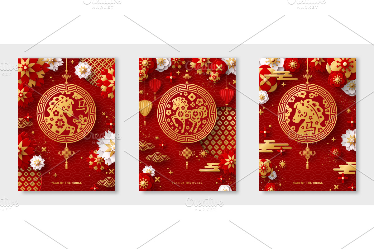 2026 red chinese posters set, a Seasonal Illustration by kotoffei