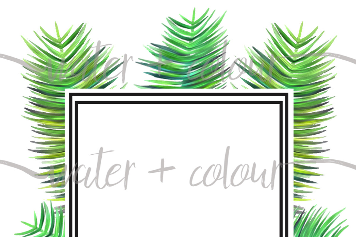 painted tropical palm leaves border, a Templates & Theme by water + colour
