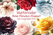 Watercolor Rose Flowers Clipart, an Illustration by Libby Wishes (Thumbnail 1 of 3)