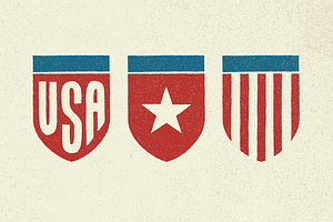 5 Hand Illustrated US Flags