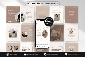 Coach Carousel Instagram Posts Beige, a Social Media Template by DigiPax