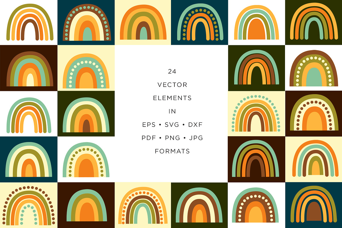 Rainbow Elements & Patterns Bundle, a Decorative Illustration by Olga Begak Art & Design (Photo 2 of 17)