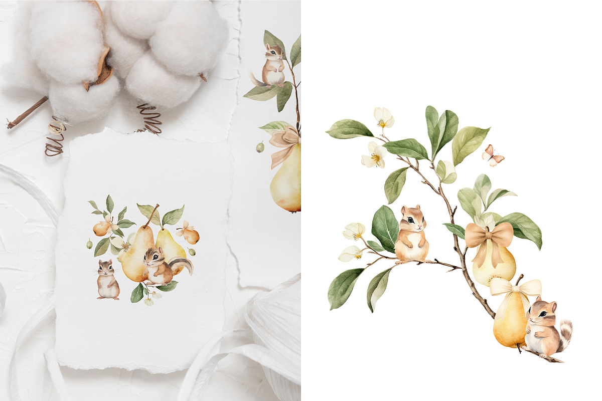 Watercolor Pear Magic Garden Set, an Animal Illustration by Pati Paints (Photo 3 of 9)