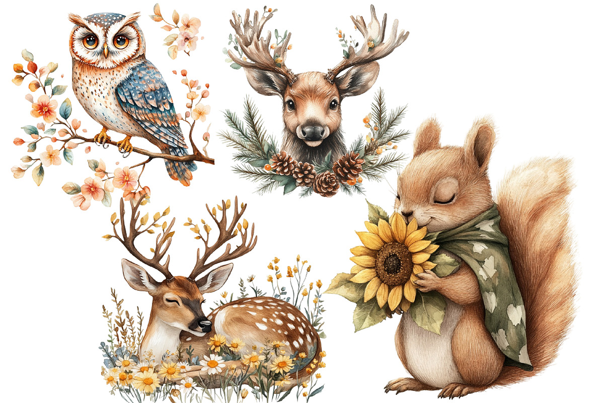 Woodland Floral Animal Creatures, an Illustration by Designworld (Photo 5 of 6)