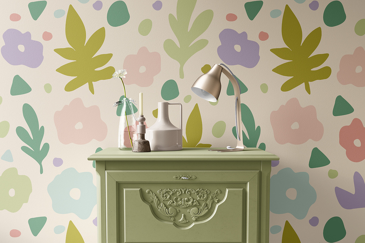 Abstract Pastel Floral Print, a Wallpaper Graphic by MalyskaStudio (Photo 2 of 8)