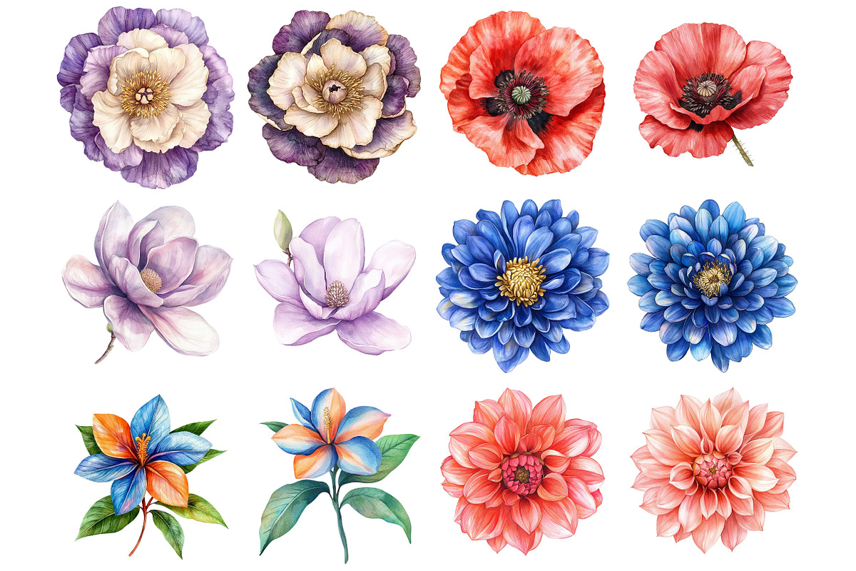 Mixed Media Flowers Clipart, a Seasonal Illustration by CitraGraphics (Photo 3 of 5)