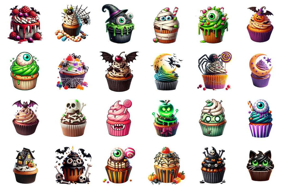 Spooky Sweet Halloween Cupcakes PNG, an Illustration by SinaCreation (Photo 2 of 7)