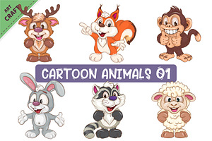 Set of Cartoon Animals 01. Clipart., an Animal Illustration by KENO Mascots