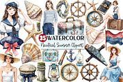 Vintage Nautical Summer Clipart, an Illustration by Rose Art (Thumbnail 1 of 7)