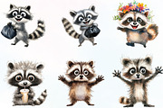Quirky and Funny Raccoons Clipart, an Illustration by CraftArtStudio (Thumbnail 3 of 6)
