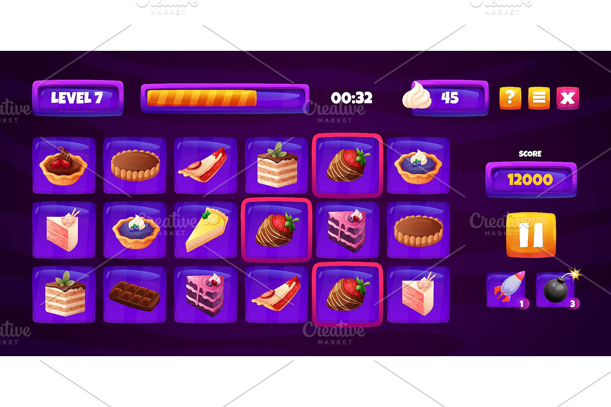 Candy match game. Sweets crush, an Object Graphic by Stock-Smart-Start (Photo 1 of 3)