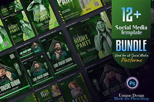 Night Party Social Media Post Bundle, a Social Media Template by Creative_View