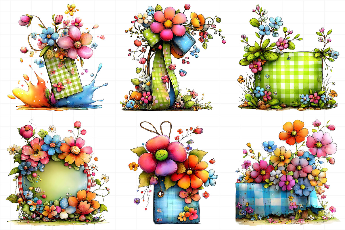 Whimsical Spring Gingham Clipart, an Illustration by Daily.Designs (Photo 5 of 7)