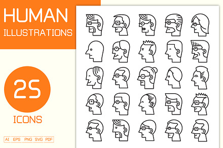 Human Head Avatars Set, a Person Illustration by Designfour