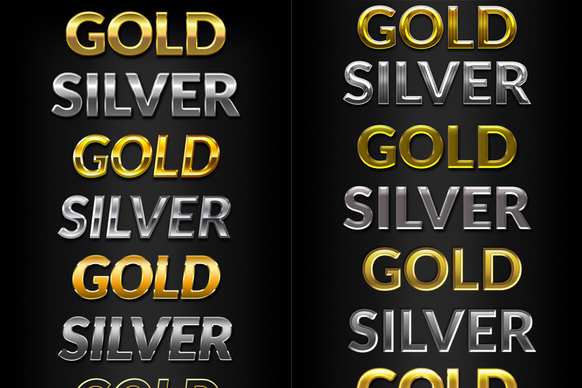 50 Gold & Silver Text Styles, a Layer Style Add-On by Graphicsfuel (Photo 3 of 3)