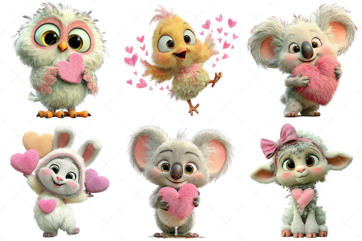 Valentine Kawaii Baby Animals, an Illustration by Craft Nest (Photo 3 of 9)