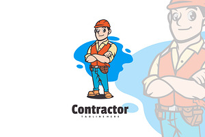 Contractor Cartoon Logo Design.