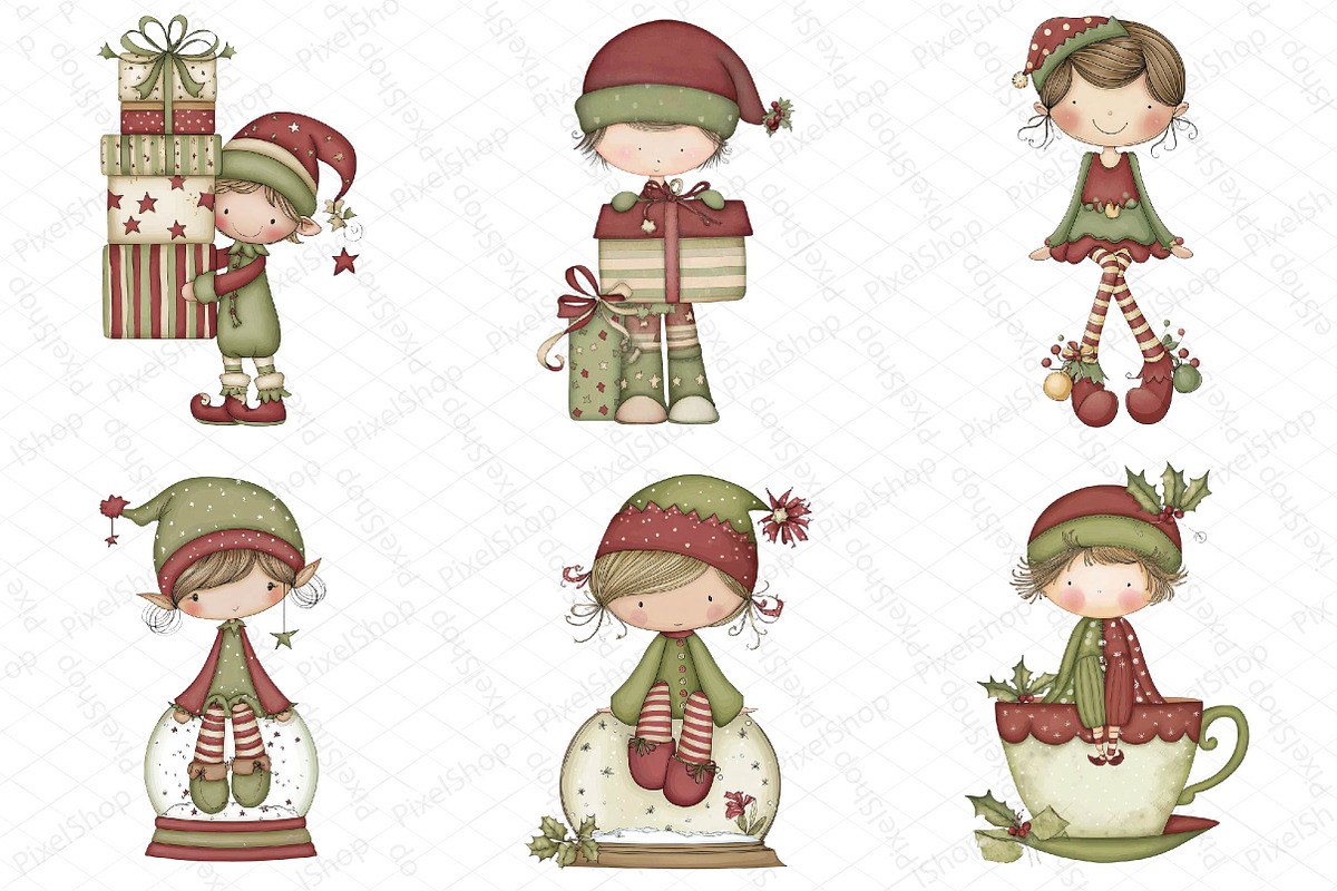 Quirky Christmas Elf Clipart, an Illustration by DreamPrint404 (Photo 6 of 6)