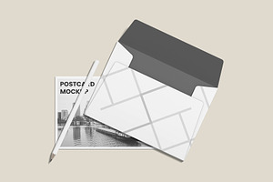 Postcard With Envelope Mockups