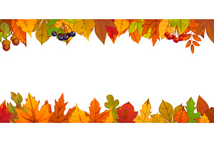 Autumn fall season leaves border, an Object Illustration by Vector Tradition