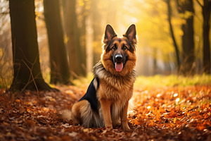 German shepherd dog in autumn park, an Animal Photo by AlyaAnd