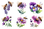 Cute Bee and Flower Clipart, an Illustration by Designworld (Thumbnail 3 of 6)
