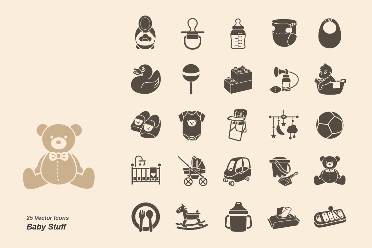 Baby stuff vector icons, an Icon by Jisun Park