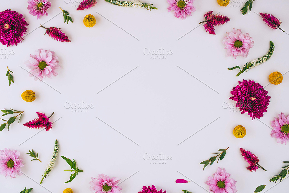 Flat lay floral Stock Photo, a Mockup by GalinaMalinka (Photo 3 of 10)