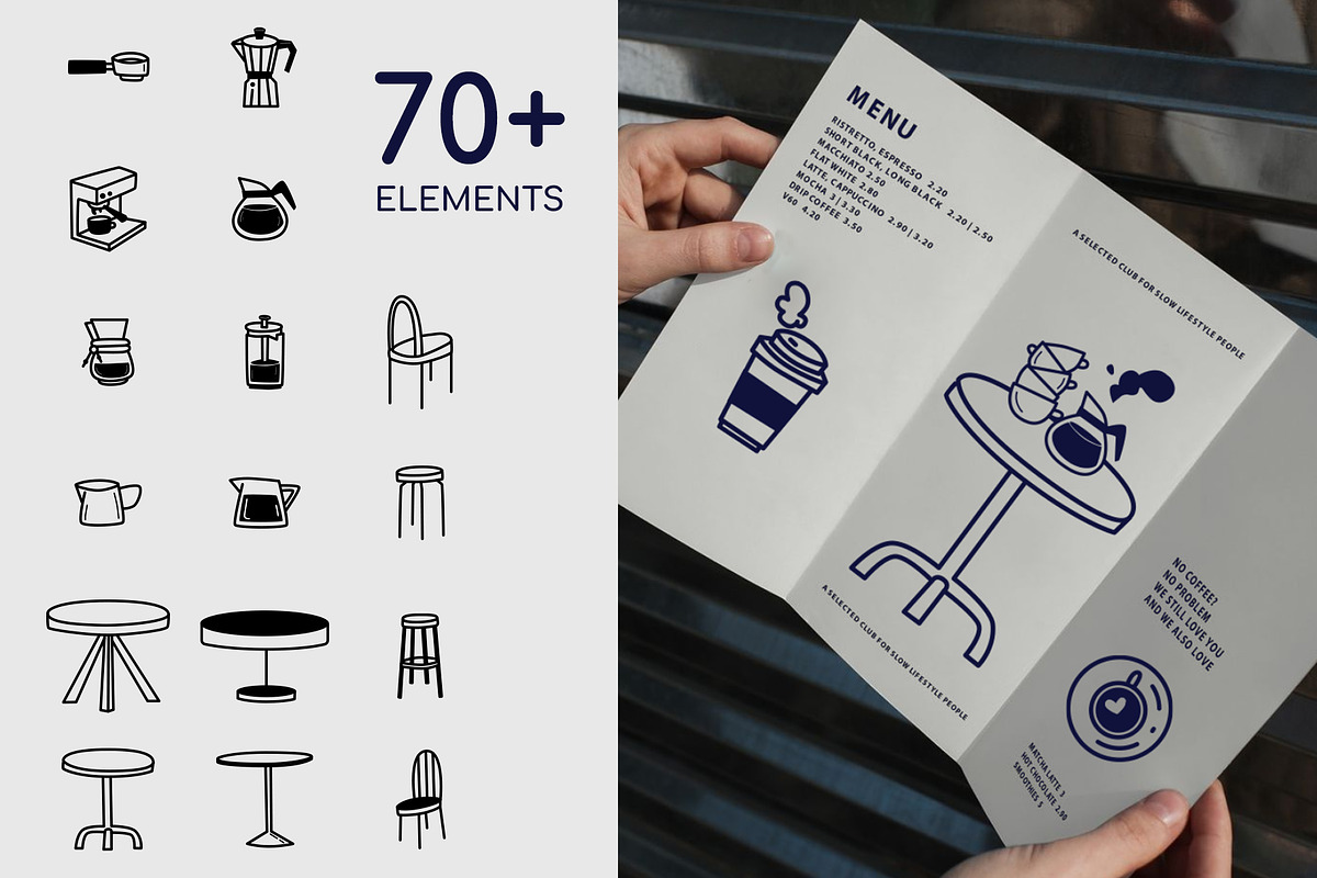 70+ Minimal Coffee Shop Line Icons, a Food Illustration by Chaka_32 (Photo 4 of 8)
