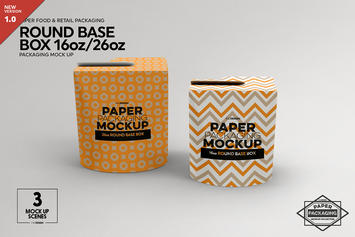 Paper Round Base Box 16/26oz Mockups, a Cups & Container Mockup by ...