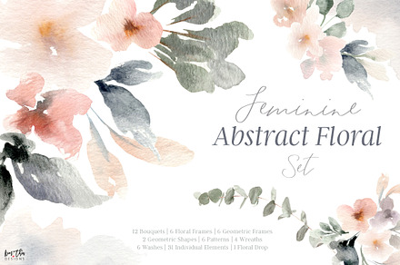 Feminine Abstract Floral Set
