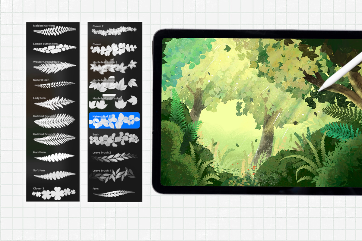 20 Leaf Brushes for Procreate, a Brush Add-On by badrusblue (Photo 4 of 5)