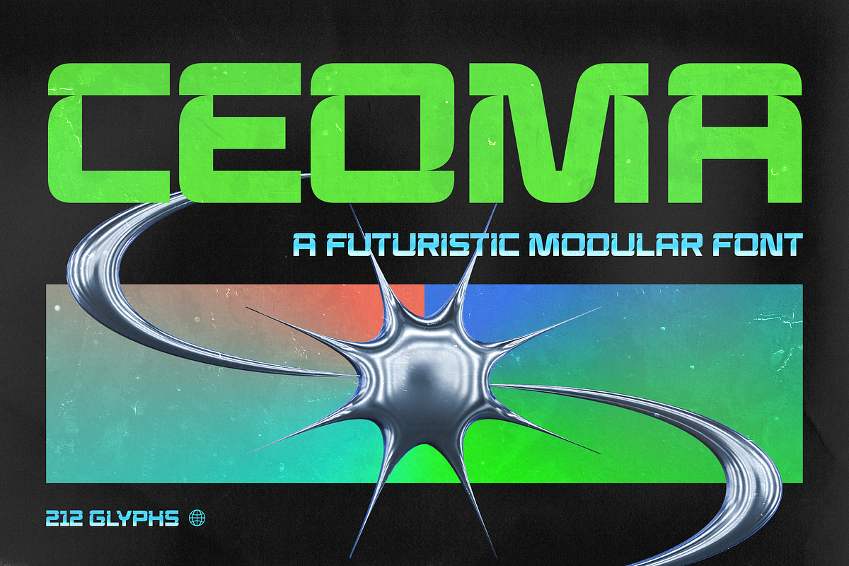 Ceoma – Futuristic Modular Font, a Sans Serif Font by Drizy (Photo 1 of 8)