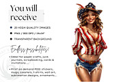 Patriotic Cowgirls Clipart Set, a Person Illustration by ThatsDesignArt (Thumbnail 2 of 11)