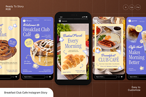 Breakfast Club Cafe Instagram Story, a Social Media Template by Annora Studio