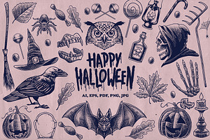 Halloween Illustration Design Set