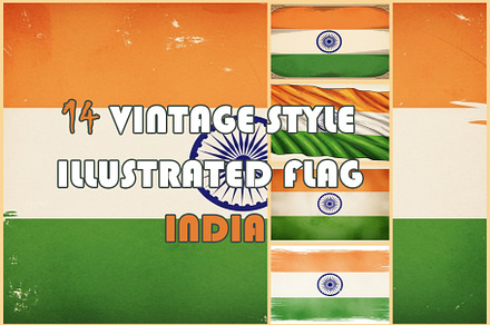 Vintage illustrated flag india