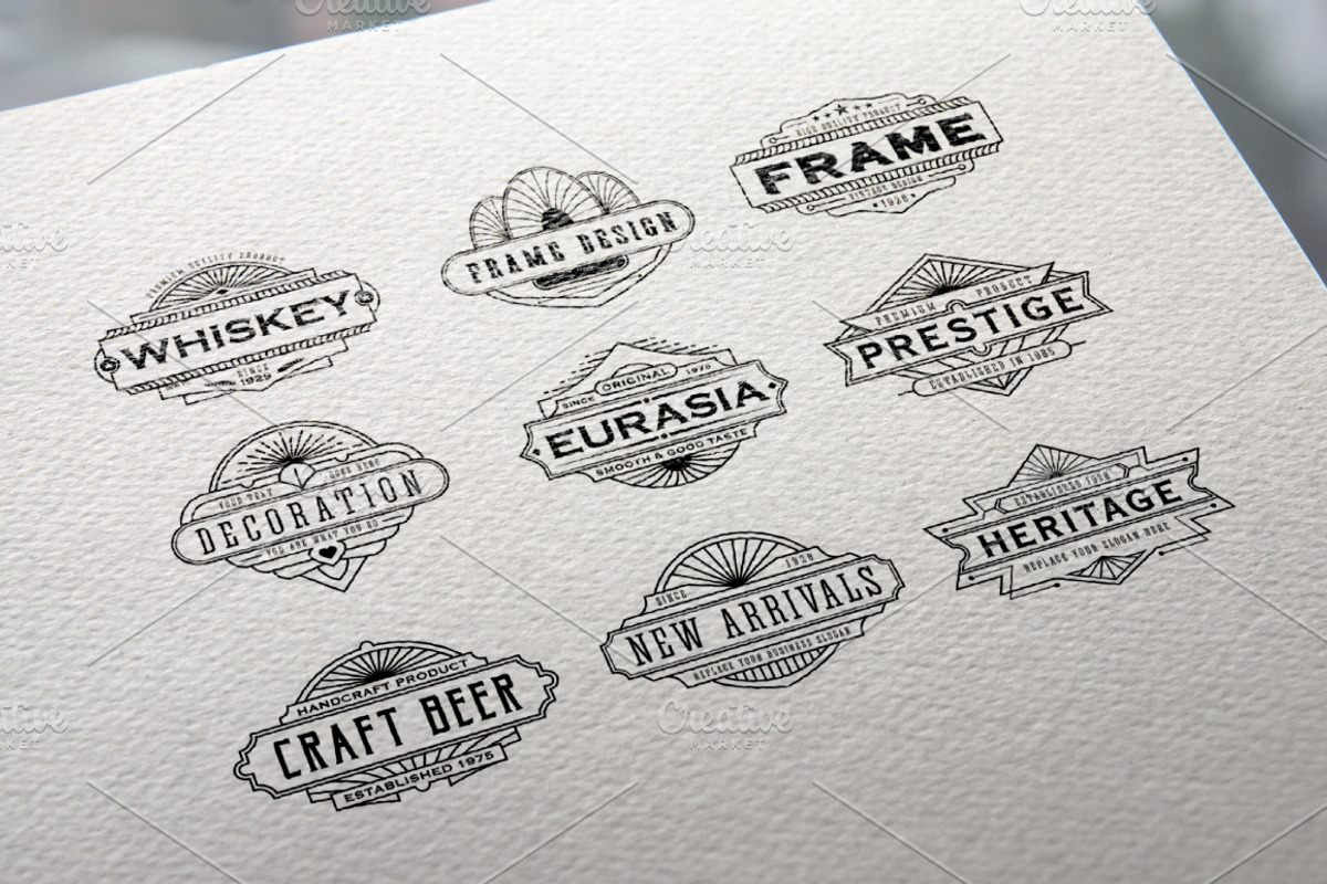 30 Line Art Badge & Frame Label, a Decorative Illustration by Raftel (Photo 6 of 12)