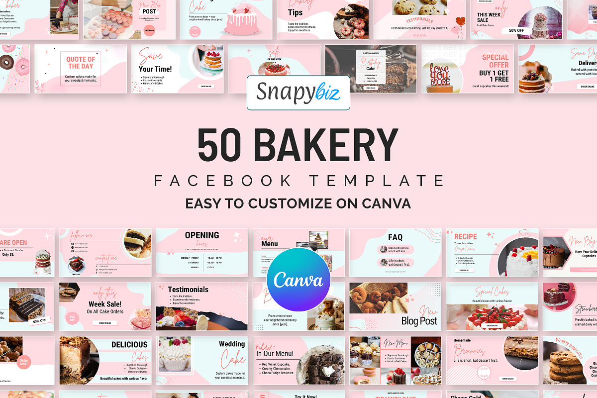 Bakery Facebook Canva Post Templates, a Social Media Template by Snapybiz (Photo 1 of 9)